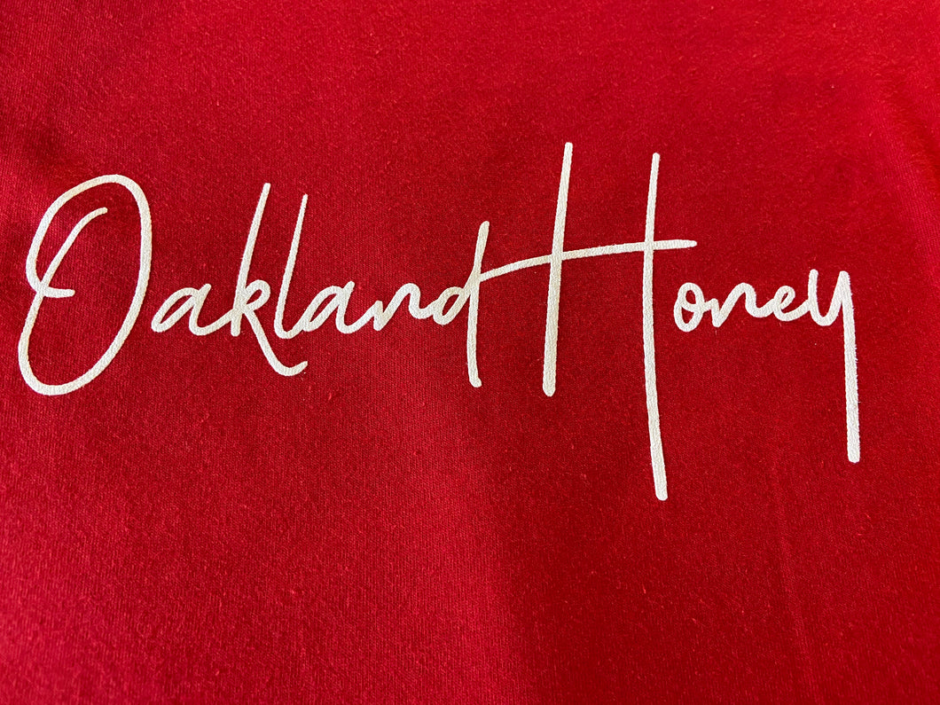 OAKLAND HONEY SIGNATURE TEE-  RED/WHITE
