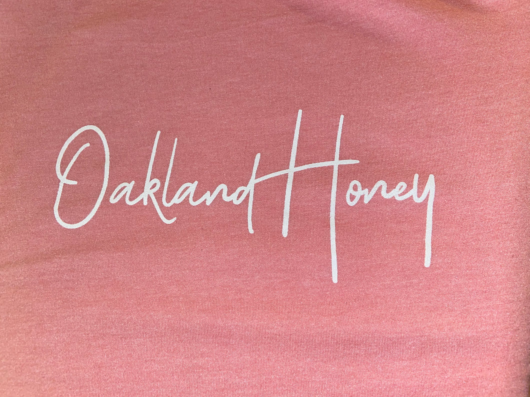 OAKLAND HONEY SIGNATURE TEE HEATHER PINK /WHITE